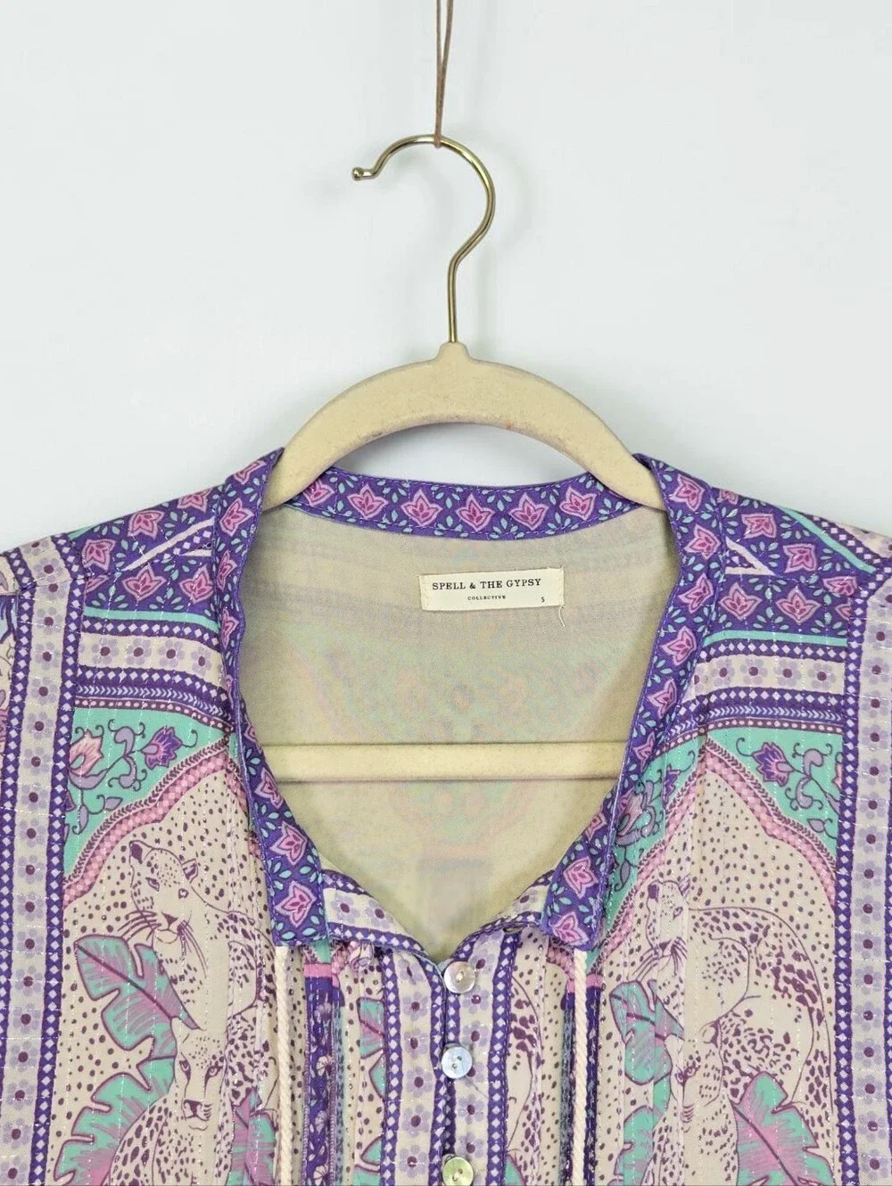 Spell And The Gypsy Peasant Top Size Small Boho Flowy Lavender Pink Silver